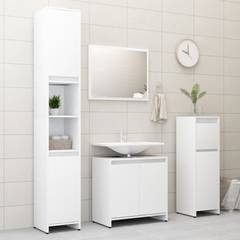 4-teiliges Badezimmermöbelset Tonito Holz Weiß