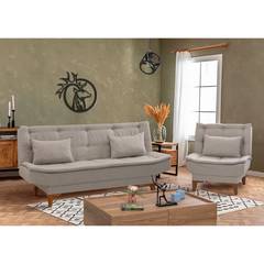 Conjunto de sofá y sillón de 3 plazas Lefkadao Tejido blanco crema
