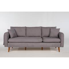 3-sitzige Sessel- und Sofakombination Meganisi Velours Grau