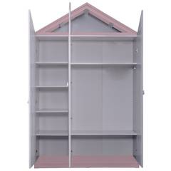 Set cabina letto e armadio per bambini Petla 90x190cm Bianco e rosa