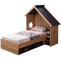 Rabel kinderkamer met 90x190cm bed en 2 meubels - Licht hout en Antraciet