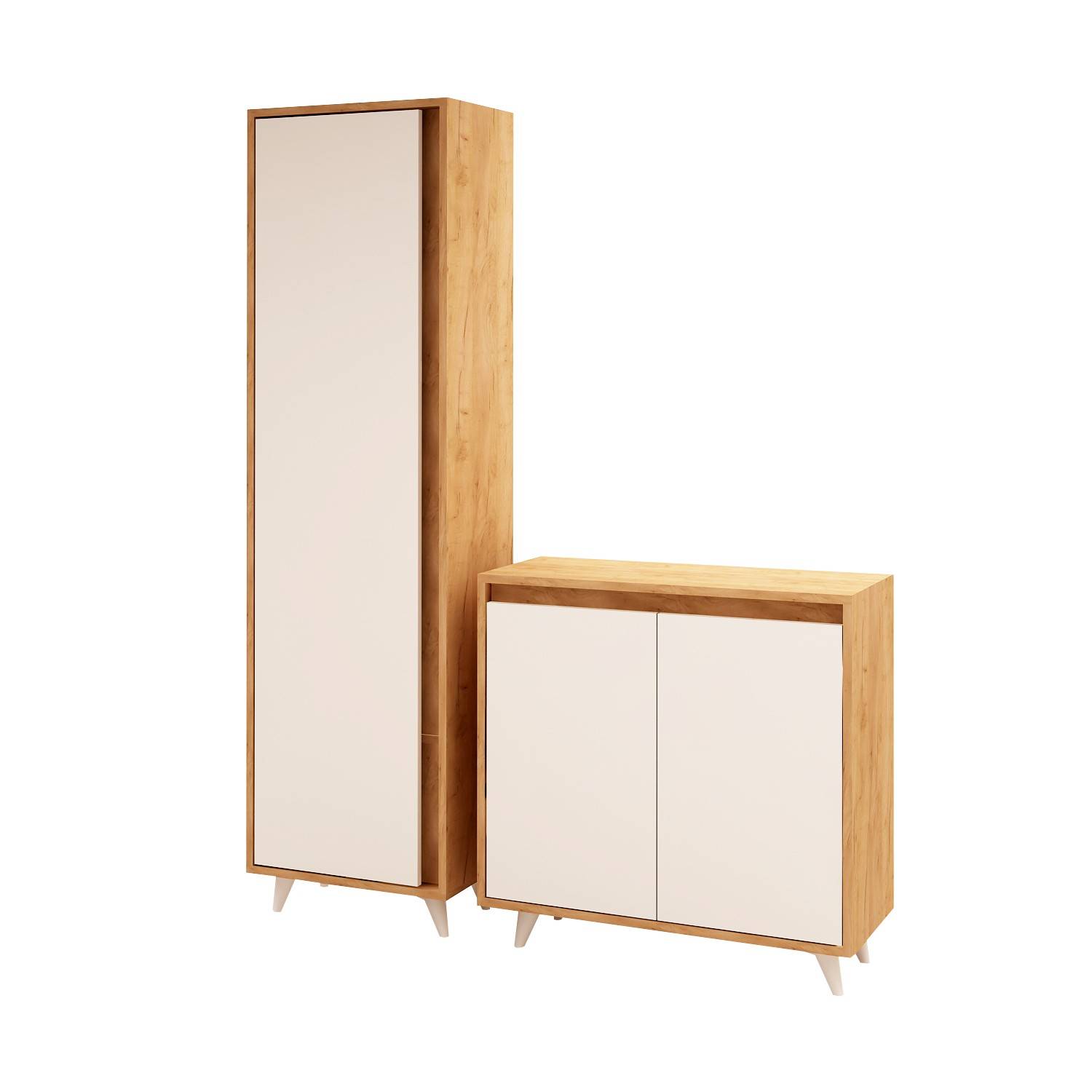 Conjunto de muebles Izanami roble claro y blanco
