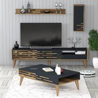 Oviva Wohnzimmermöbel-Set Dunkles Holz und Anthrazit