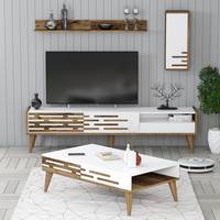 Set di mobili da salotto Oviva in legno scuro e bianco