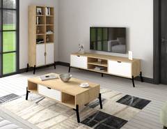 Conjunto de muebles de salón Rali Roble claro y blanco