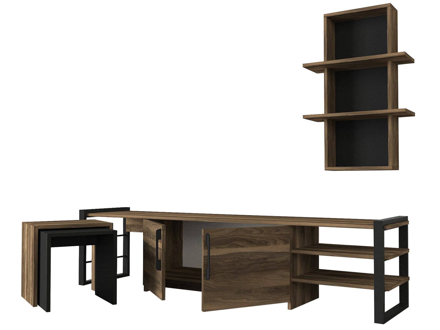Set di mobili Sitio in legno scuro e nero