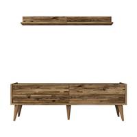 TV-meubel met wandplank Oviva Donker hout