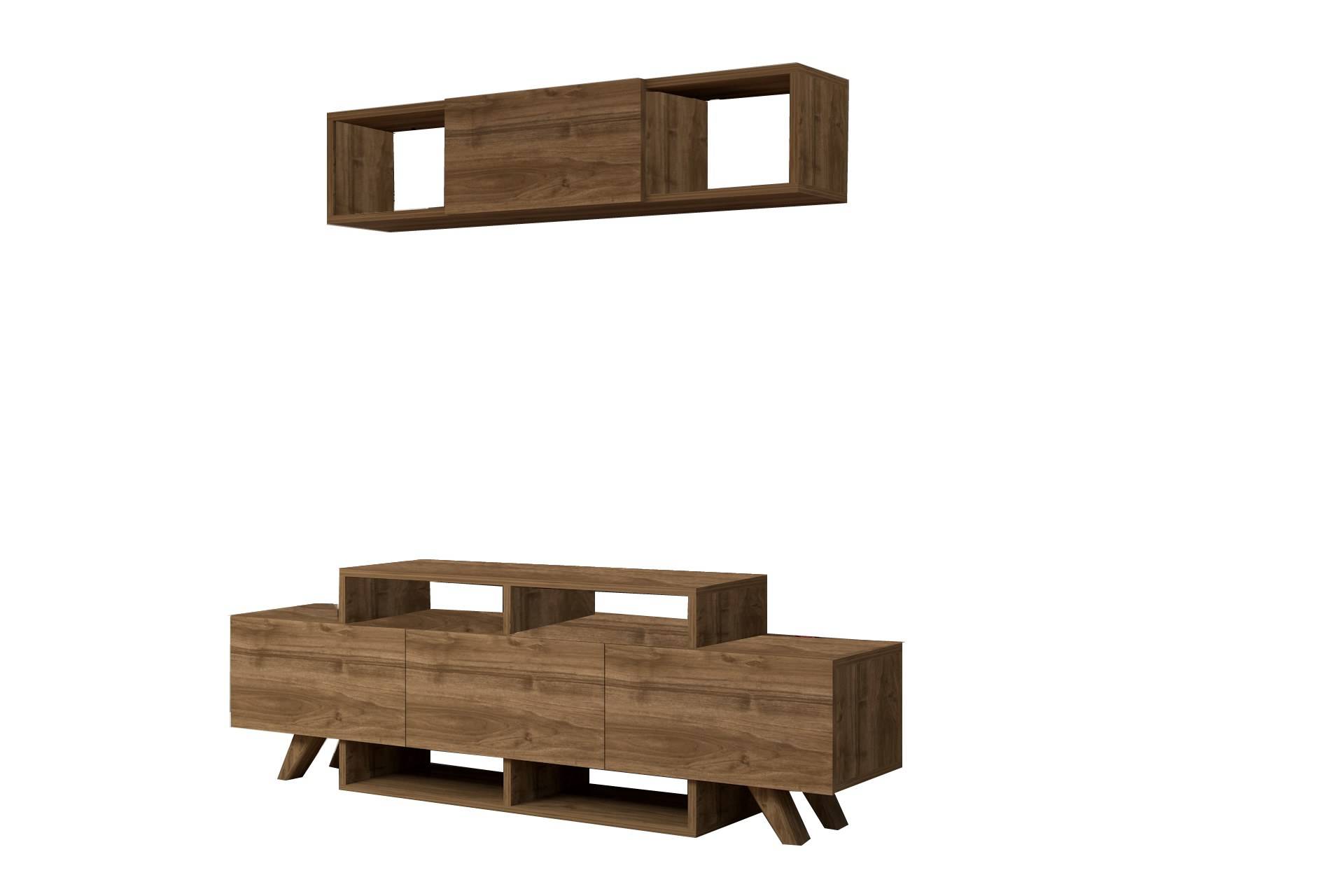 Savi TV-meubel met wandplank Licht hout