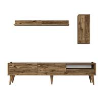 TV-meubel en 2 wandplanken Oviva Donker hout