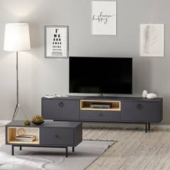 Naos TV-meubel en salontafel set Licht hout en Antraciet