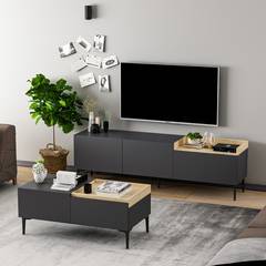 Sioux TV-meubel en salontafel Licht hout en antraciet