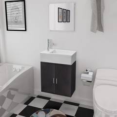 3-delige badkamermeubelset Tao wit keramiek en zwart hout