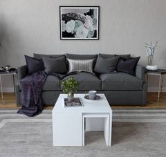 Adiunxi Couch- und Beistelltisch-Set ausziehbar Weiß