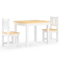 Set di tavolo e 2 sedie per bambini Norevis Beige e Bianco