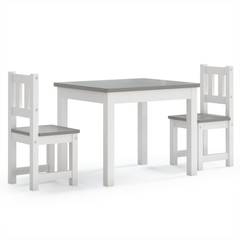 Conjunto de mesa y 2 sillas infantiles Norevis Gris y Blanco