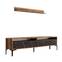 Varnus TV-meubel en wandplankenset in natuurlijk hout en zwart marmer en zwart metaal