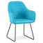 Epok stoel / fauteuil van zwart metaal en blauwe stof