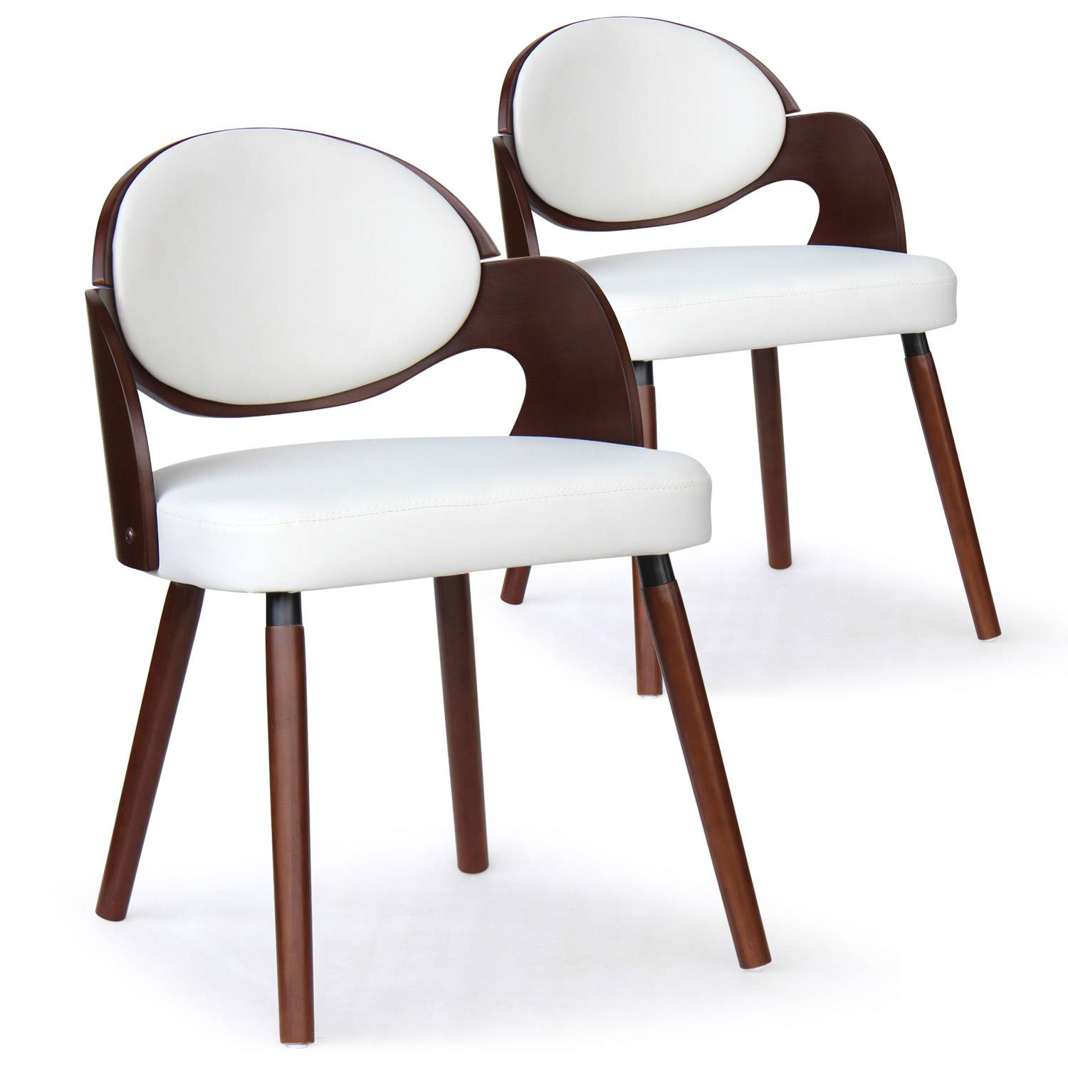 Set van 2 Estel Scandinavische stoelen in hazelnoot en wit hout