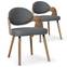 Set di 2 sedie scandinave Estel in legno vintage e similpelle grigia