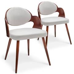 Lote de 2 sillas escandinavas Estel de madera de avellano y tela efecto borrego beige