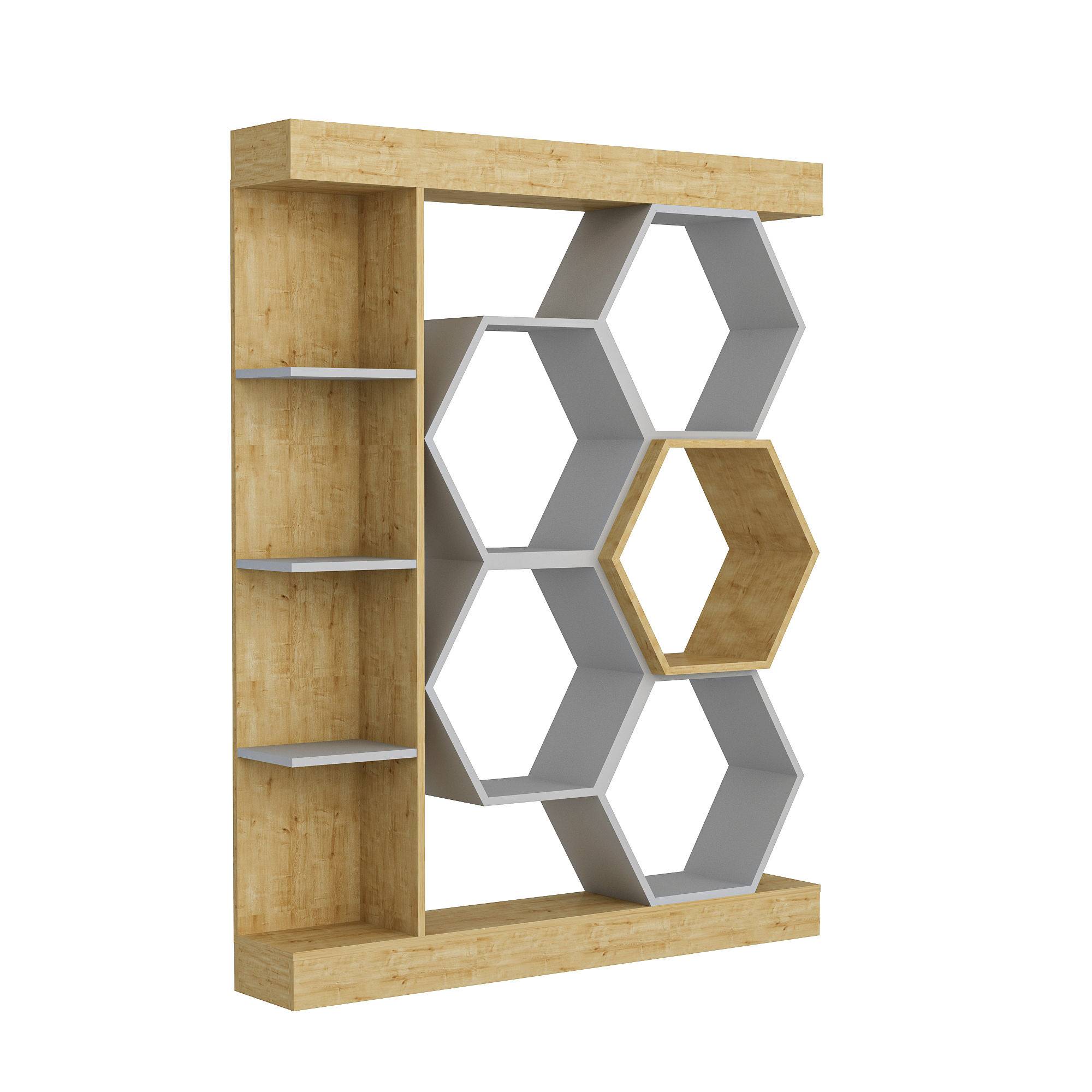 Ebisu design boekenplank L140x177,4cm Licht hout en Wit