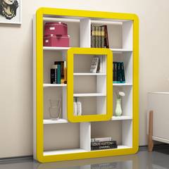 Infula boekenkast plank met rand H170 cm Melamine en wit en geel plastic
