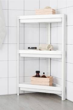 Étagère de rangement d'angle pour salle de bain Ramis H71cm Blanc