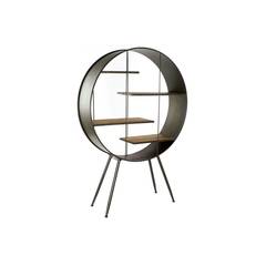 Rundes Möbelstück mit Regalen im industriellen Vintage-Stil L118cm Oligant Holz und Metall Schwarz