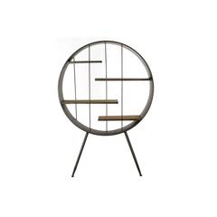Rundes Möbelstück mit Regalen im industriellen Vintage-Stil L118cm Oligant Holz und Metall Schwarz