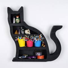 Ornalio estante decorativo de pared L38xH37cm gato Madera Negro
