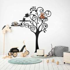 Mensola da parete con albero in metallo nero Takumi e ganci