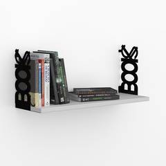 Luvenis „BOOKS“ Wandregal 72 x 20 cm, weißes Holz und schwarzes Metall
