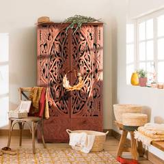Schrank geschnitzt orientalischer Stil Ethnikha B87xH160cm Holz Kupferfarben