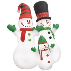Reuze opblaasbare sneeuwpop familie met LED Girtab H244cm Stof Wit