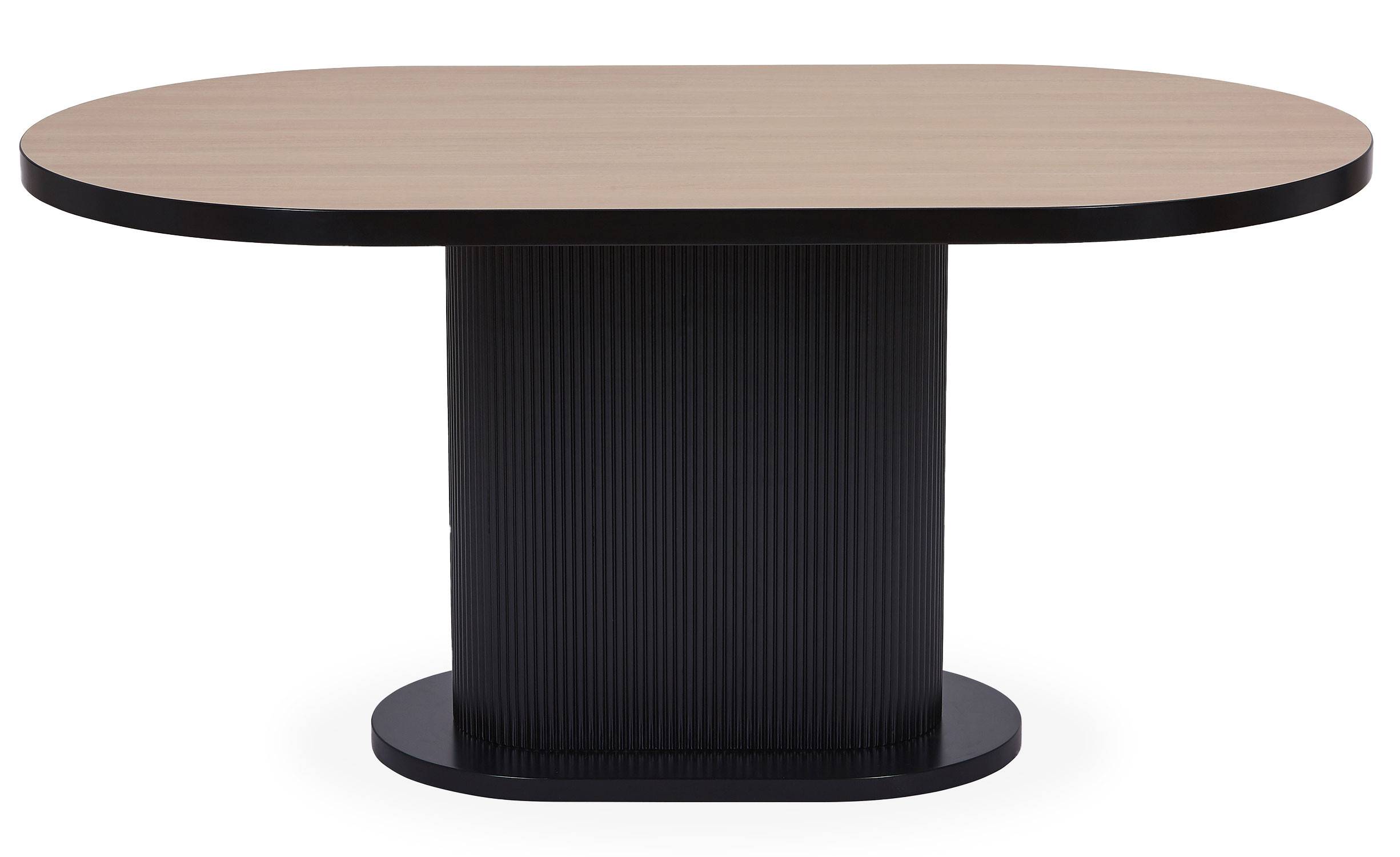 Fanona licht hout en zwarte tafel met centrale kolompoot