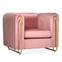 Edward art deco fauteuil met verguld metalen frame en roze fluweel