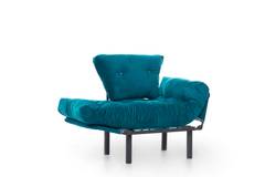 Sessel mit beweglichen Armlehnen Tresa Velours Entenblau
