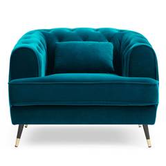 Gepolsterter Sessel im Boudoir-Stil Glams Velours Entenblau