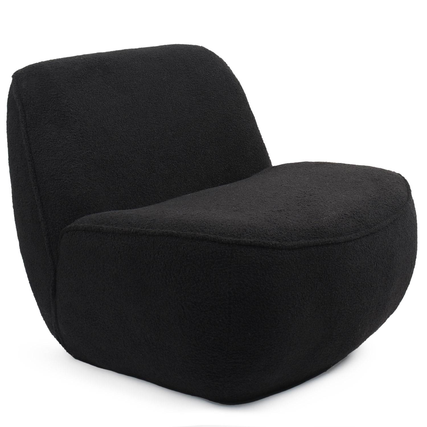 Lipame Comfort fauteuil zonder armleuningen Zwarte krulstof
