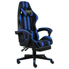 Coatox gamer bureaustoel met zwart en blauw kunstlederen voetensteun