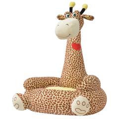 Poltrona peluche Giraffa marrone per bambini