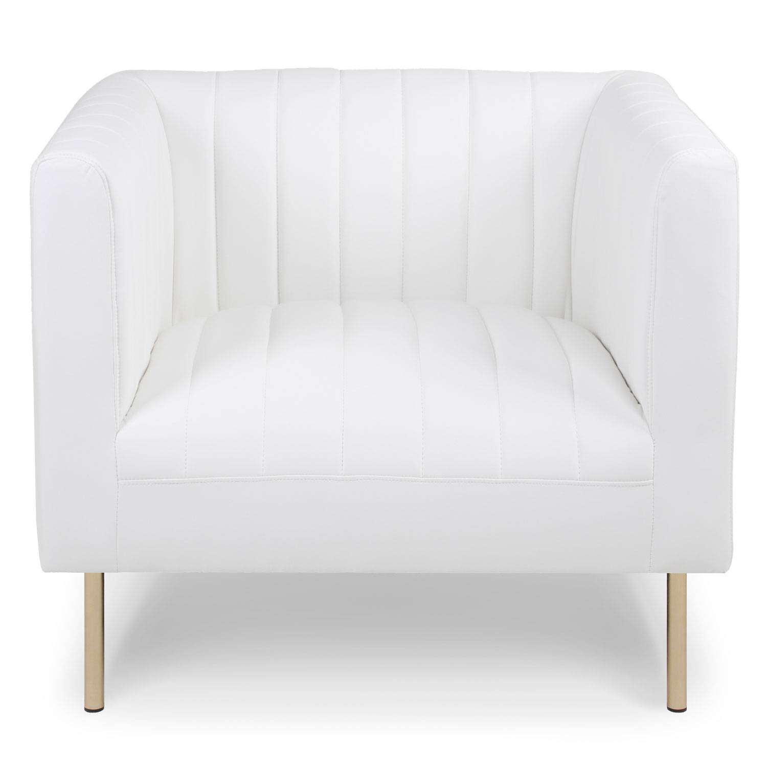 Moderner Sessel mit vertikalen Nähten Sacramento Kunstleder Weiß