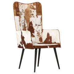 Moderner Sessel in Patchwork aus echtem Rindsleder mit Haaren Maiden Marron