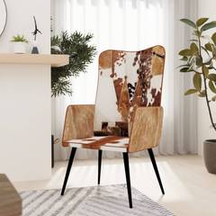 Moderner Sessel in Patchwork aus echtem Rindsleder mit Haaren Maiden Marron