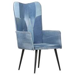 Maiden Cotton Blauw denim patchwork moderne fauteuil