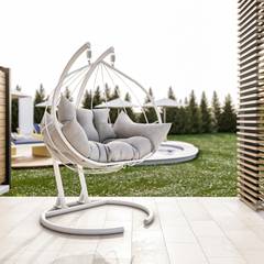 Assilem dubbele hangende fauteuil 150x189cm metaal en witte stof