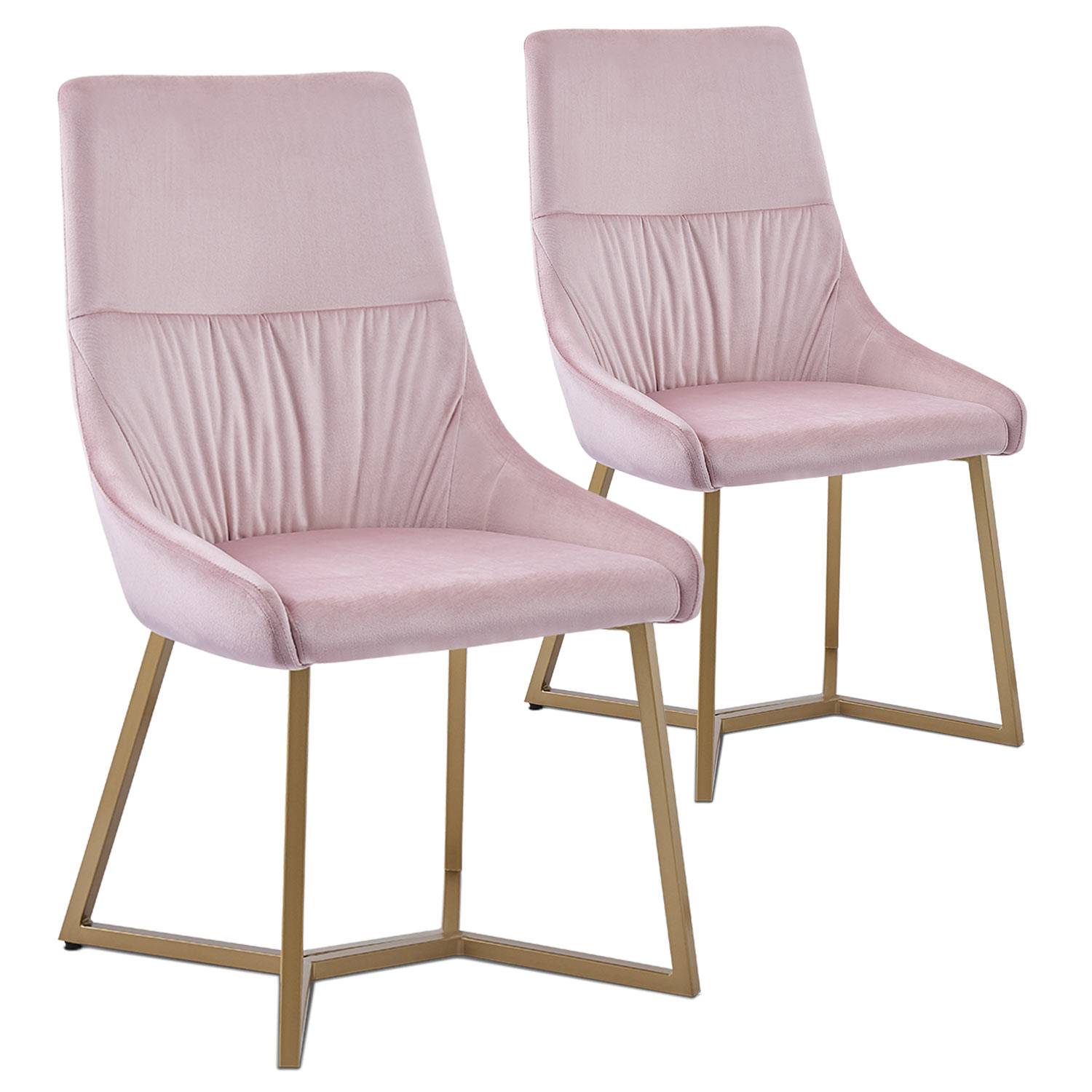 Lote de 2 sillas acolchadas Foldie de terciopelo rosa