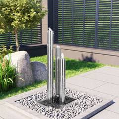 Gartenbrunnen Samourai 48x88cm Edelstahl Silber mit LEDs