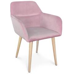 Fraydo Skandinavischer Stuhl / Sessel mit Samtbezug Rosa