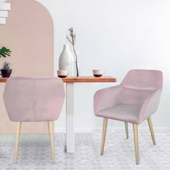 Fraydo Skandinavischer Stuhl / Sessel mit Samtbezug Rosa